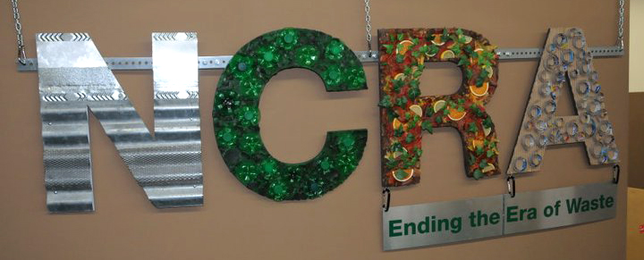 creative NCRA sign made with all recyclable materials